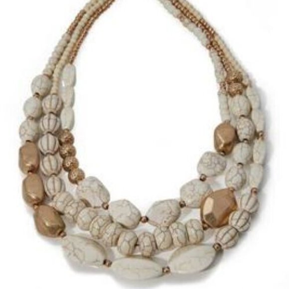 BOSTON PROPER NATURAL STONE LAYERED NECKLACE - Picture 2 of 3